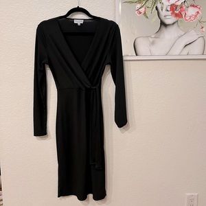 Black Faux Wrap Midi Dress by Rolla Coster